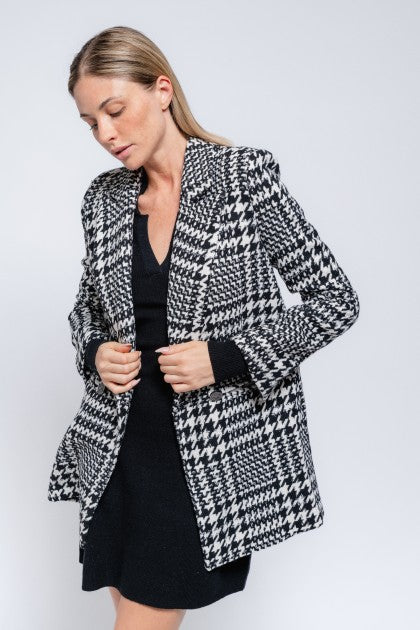 Casaco Tipo Blazer Pied Poule look frente