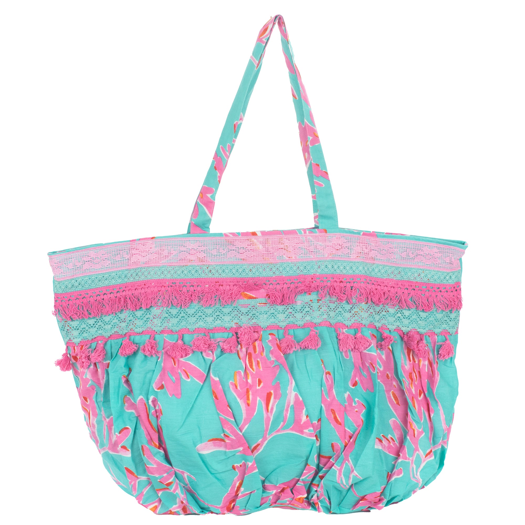 Mala  saco Pinko com duas alças, estampado da marca Isla Bonita frente