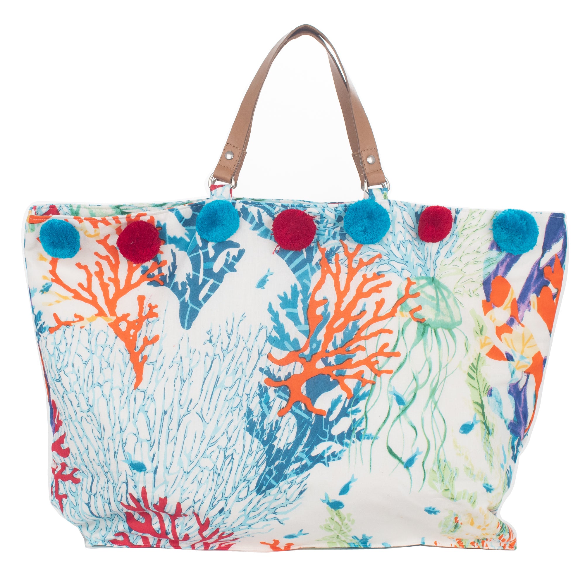 Mala  saco larga  Coral com duas alças imitação pele, estampado da marca Isla Bonita 