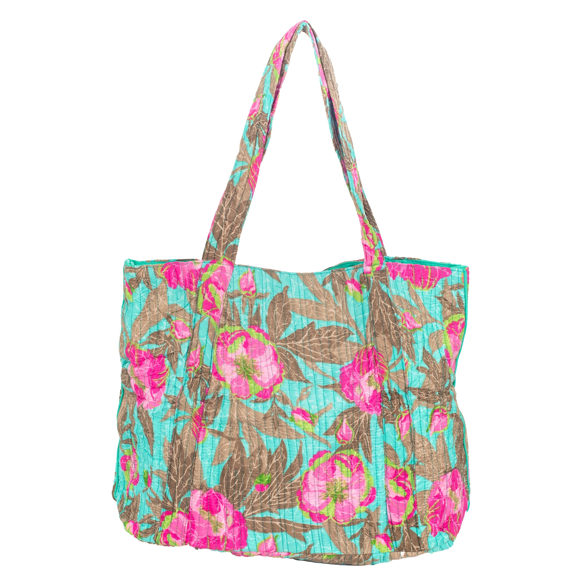 Mala  saco Flowers Groove com duas alças, estampado da marca Isla Bonita