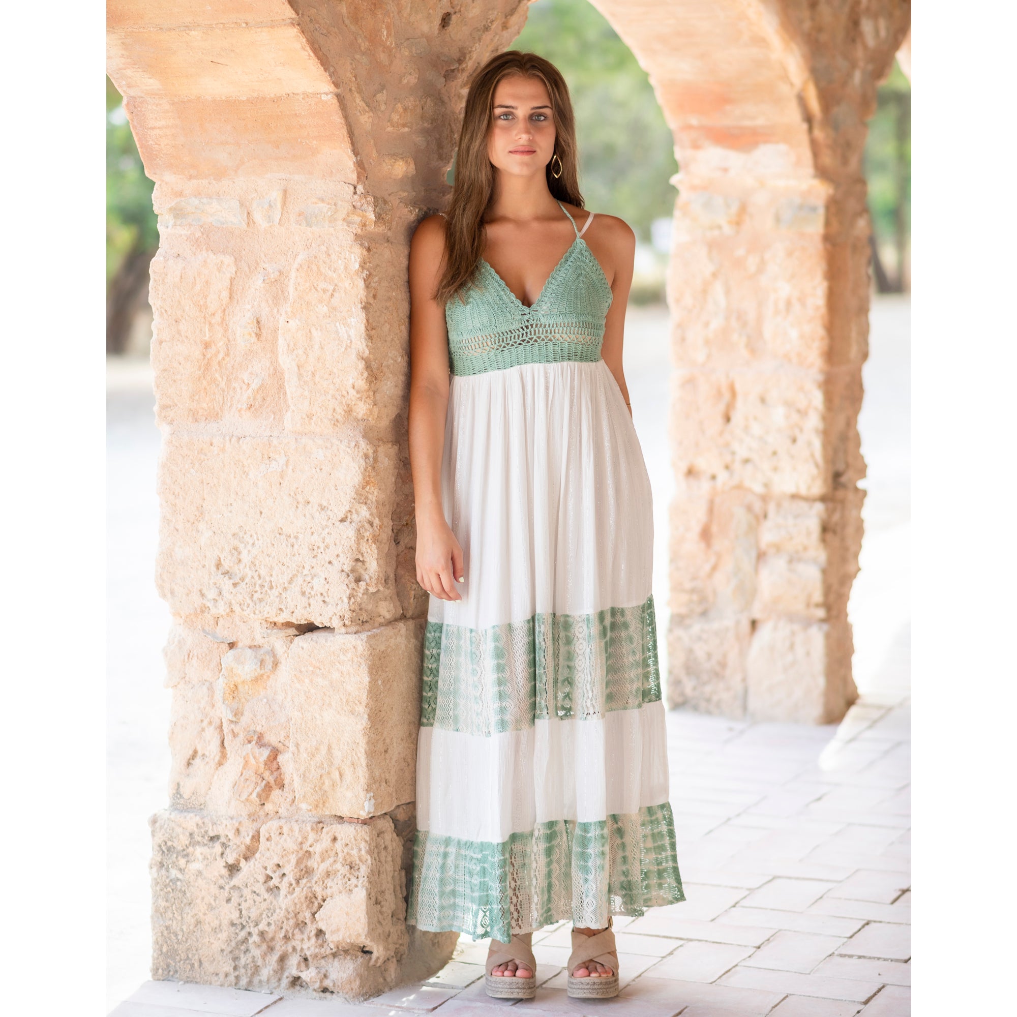 Vestido Boho Plein comprido de costas abertas da marca Isla Bonita