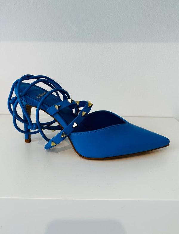Sapato de salto scarpin lace-up com amarração no tornozelo da marca  Carrano azul