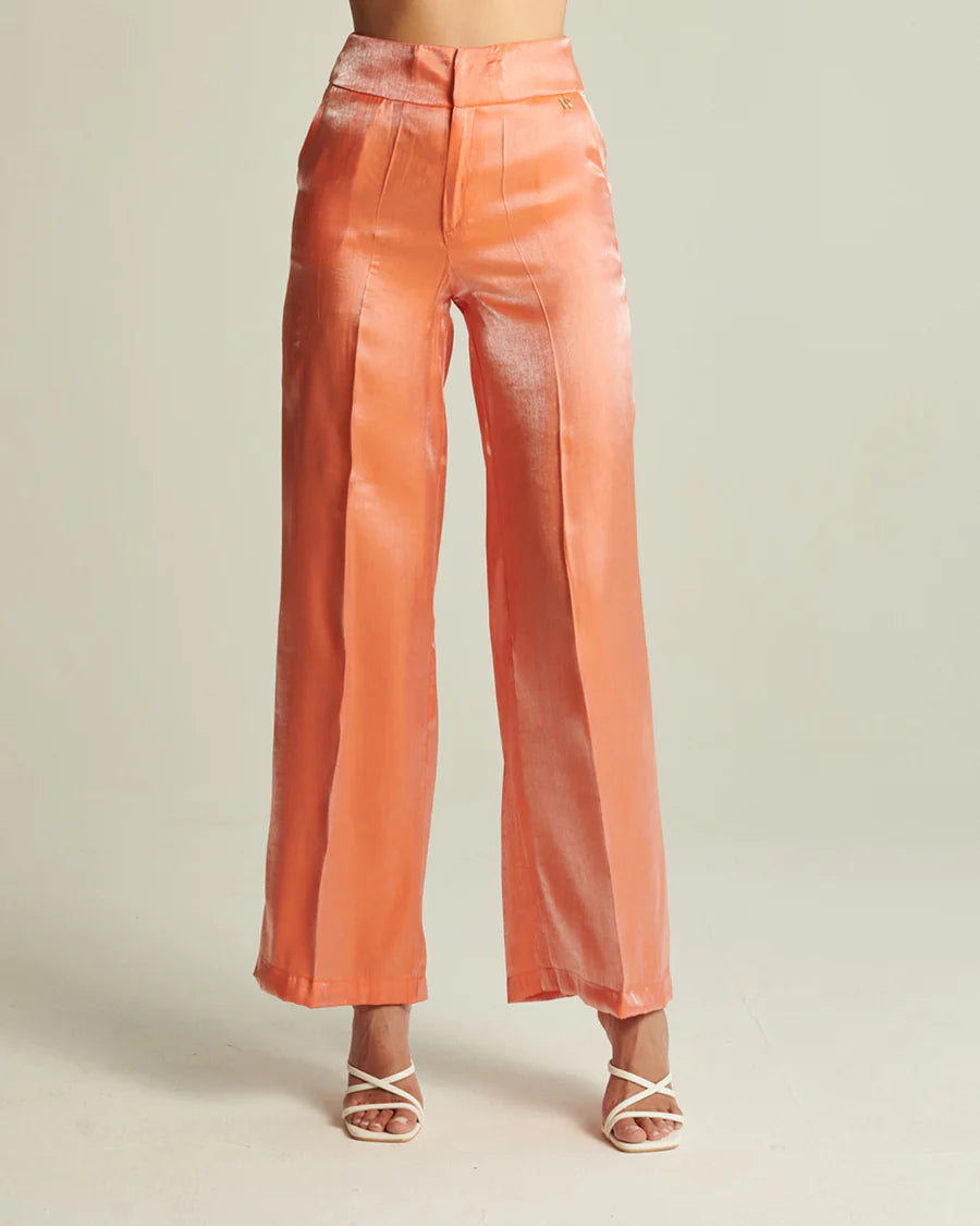 Calça Elegante Brilho by Valentina Rio laranja frente