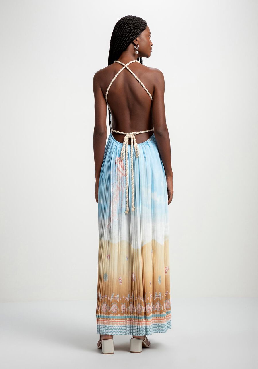 Vestido Longo Plissado Alças Corda by Lez a Lez Atrás